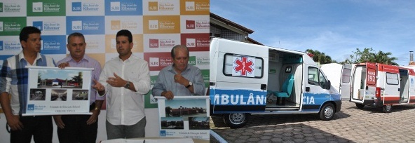 Cutrim apresentou o projeto arquitetônico das Creches Municipais.  Além disso, entregou duas ambulâncias em Ribamar.  (foto: Oswaldo Ceará).