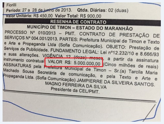 Contrato omitido pela Prefeitura de Timon na prestação de contas.