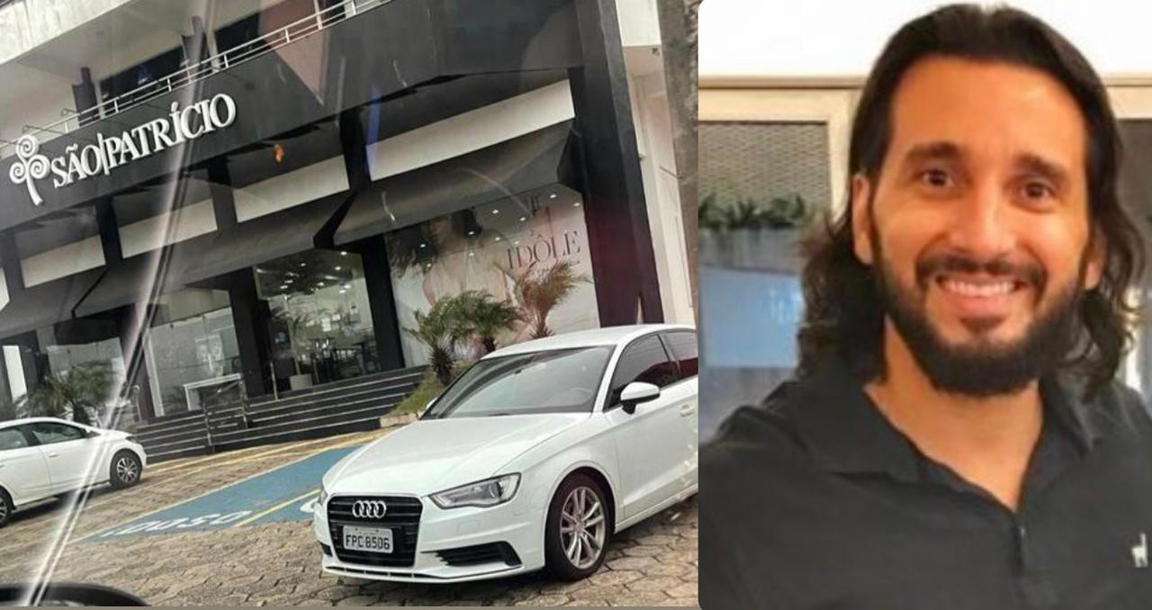 Curiosamente, o veículo da Audi, que está desaparecido, foi flagrado no estacionamento da São Patrício, empresa de propriedade do pai de Germano Braga (foto acima ).